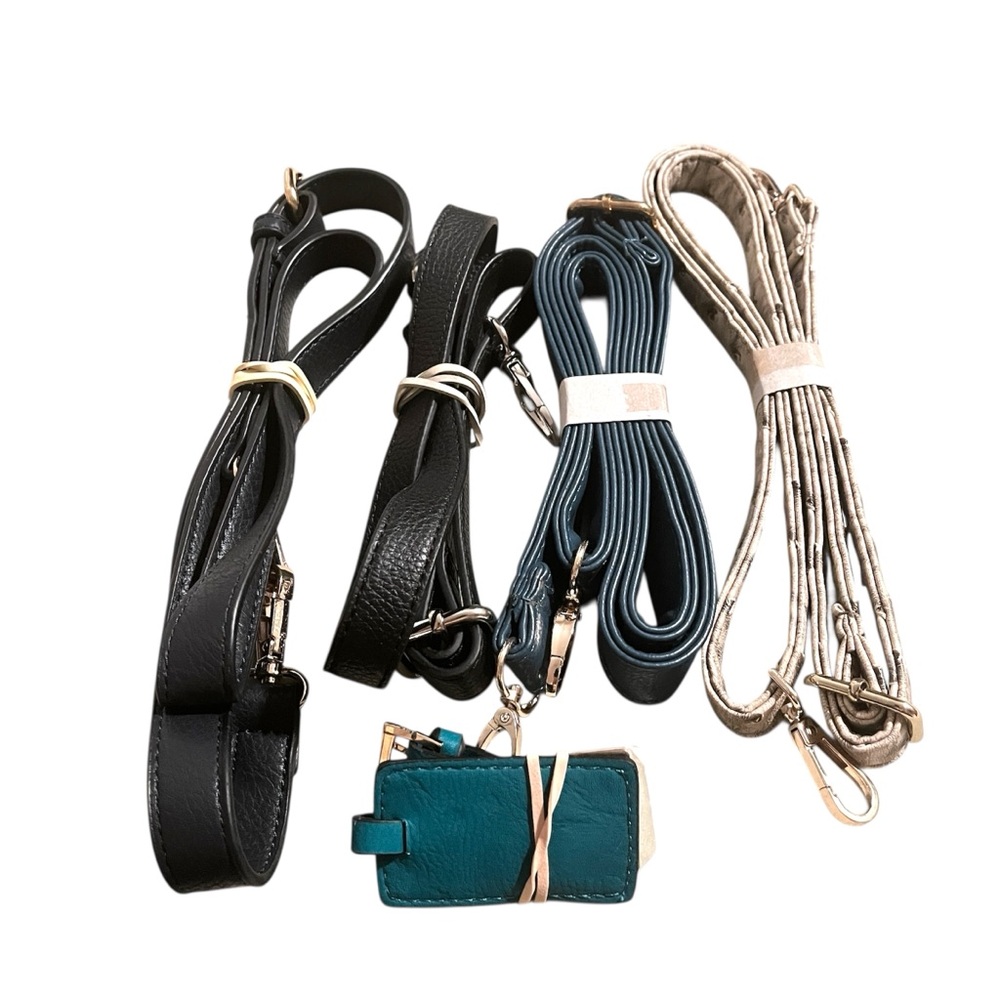 4 Bag Straps Set - Black, Navy-Blue and Beige - Silvertoned & Goldtoned Hardware - Picture 3 of 6